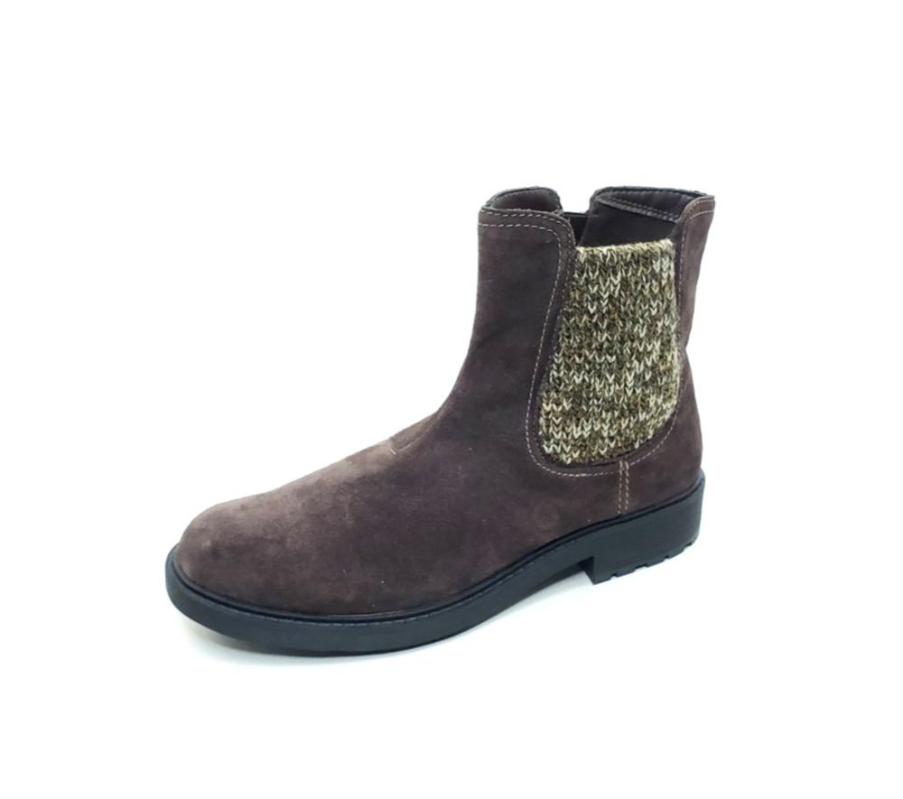 Clarks Opal Sky Womens Chelsea Boots Lug Sole Brown Suede Sweater Knit Size 11